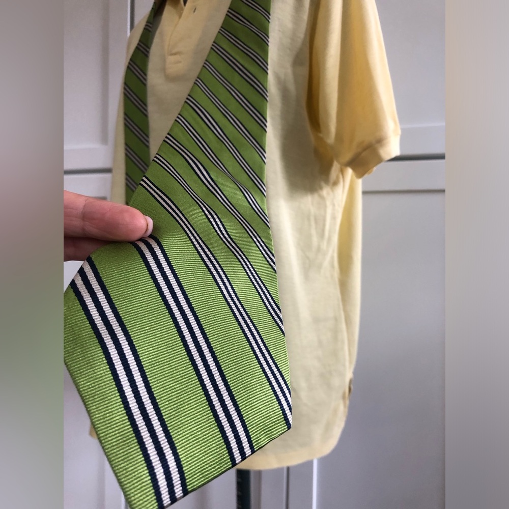 J. Crew Green Striped Silk Imported Tie - Picture 9 of 15